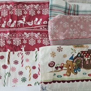 Holiday Kitchen Towel Set - Festive Red, Pink, White & Multicolor